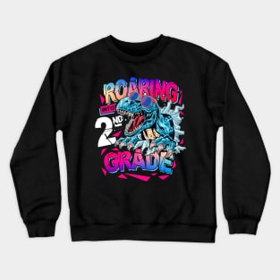 Dinosaur Roaring 2nd Grade Back To School Crewneck Sweatshirt